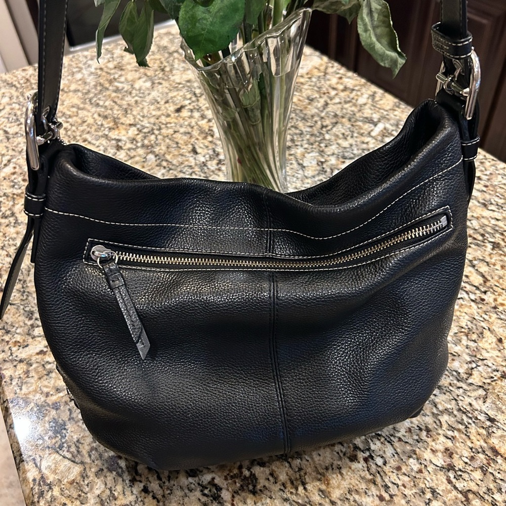 Coach Duffle Black Pebble Leather Hobo Shoulder Bag Convertible - Picture 3 of 12